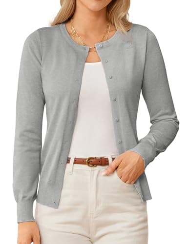 GRACE KARIN Womens Summer Grey Cardigan Sweaters Lightweight Cardigans for Women Trendy Button Shrug Sweater 3XL