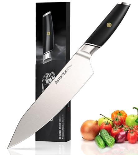 Astercook Chef Knife, 8 Inch Professional Kitchen Chef Knife, German High Carbon Stainless Steel Ultra Sharp Knife, Chefs Knives with Ergonomic Handle and Gift Box (ABS Handle), Mothers Day Gifts