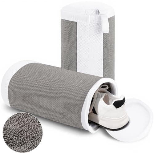Shoe Washing Machine Bags, 2 PCS Shoe Bag for Washing Machine, 360° Wrap-Around Clean Laundry Bags Reusable Hidden Zipper Cleaning Bag for Tennis Shoes Sneaker Running Shoes, Grey
