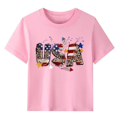 BubblyBee Toddler USA 4th of Tuly Tops Girls Festival Gift Pure Cotton T-Shirts Baby Independence Day Clothes 4T