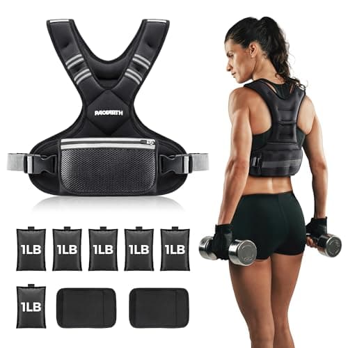 Adjustable Weighted Vest PACEARTH Ironsand Weight Vest with Six 1-Pound Adjustable Weights, 4-10 lbs Total, Big Zipper Pouch, Home Workout Weight Vest for Men and Women in Cardio and Strength Training