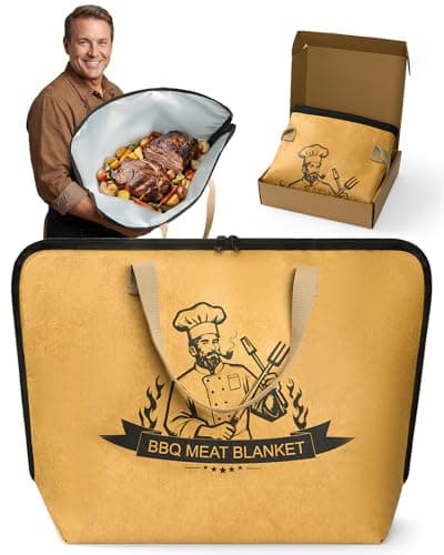 Elviros Travel BBQ Blanket for Resting Meat,21in Reusable Insulated Meat Resting Bag with Wide Mouth for Brisket, Turkey,Pork Shoulder,Grill and Smoker Accessories,Camping Outdoor Gifts for Men Dad
