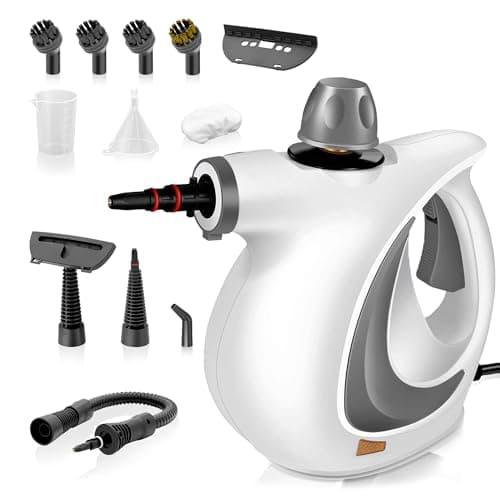 Pressurized Handheld Steam Cleaner for home with 12pcs Accessories & Safety Lock – Multi-Surface Natural Deep Steamer for Cleaning Car, Furniture, Floor, Upholstery, Tile, Grout, Windows(dark gray)