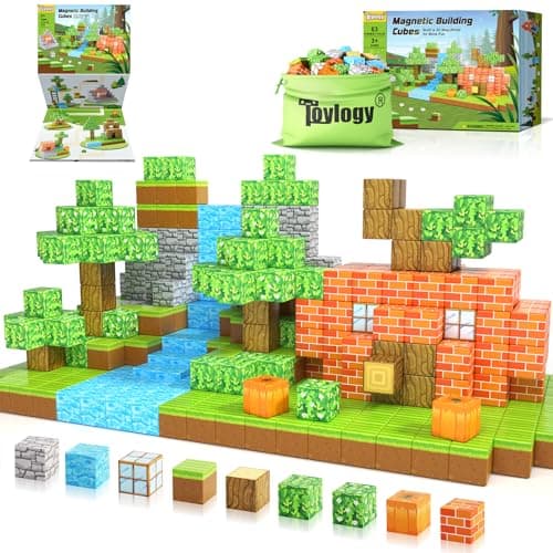 Magnetic Blocks-Build Mine Magnet World Pumpkin Edition Kids Games Toys for Boys Girls 3+ Years Old Magnetic STEM Construction Toys Ages 4-6 6-8 5-7 for Halloween Birthday Gifts